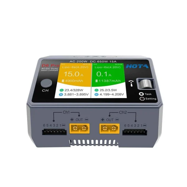 Second image of HOTA D6 Pro 325W 15A 1-6S Dual Channel AC/DC Smart Charger w/ Wireless Charging
